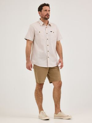 Men's Solid Ripstop Slub Button Down Shirt in Putty alternative view 3