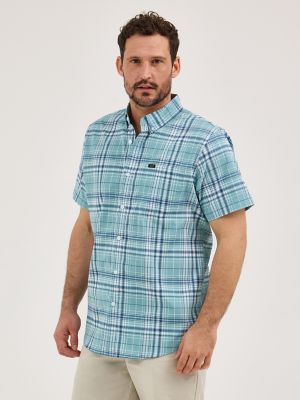 Men's One Pocket Plaid Button Down Shirt