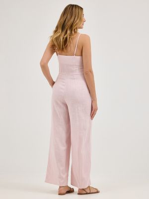Women's Knot Front Tank Jumpsuit in Pale Mauve alternative view