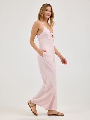 Women's Knot Front Tank Jumpsuit in Pale Mauve alternative view 2