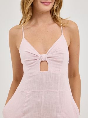 Women's Knot Front Tank Jumpsuit in Pale Mauve alternative view 3