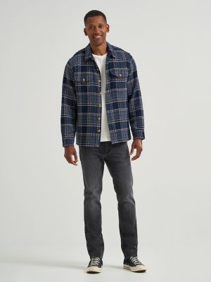 Men's Textured Plaid Overshirt