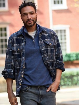 Men's Textured Plaid Overshirt
