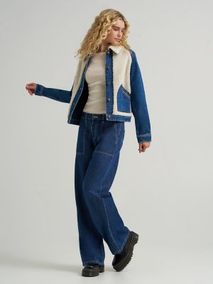 Women's Mixed Media Jacket | Dark Wash Denim | Lee®