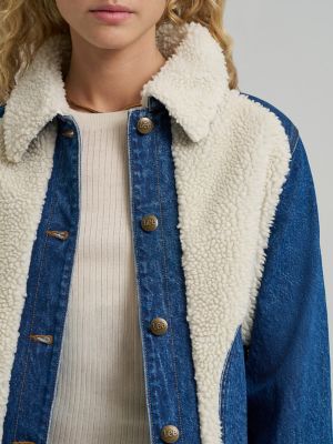 Women's Mixed Media Jacket | Dark Wash Denim | Lee®