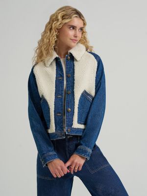 Women's Mixed Media Jacket | Dark Wash Denim | Lee®