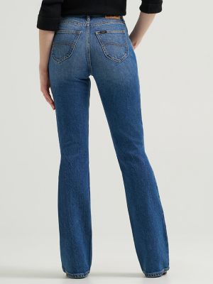 ★ ★ Women's High Rise Relaxed Fit Visual Wash D Light Wash Wide Leg Jeans - All Denim | Red Dress