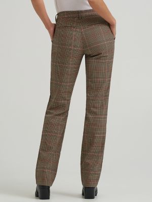 Women's Wrinkle Free Relaxed Fit Straight Leg Pant in Straw Plaid alternative view 2