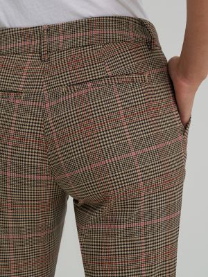 Women's Wrinkle Free Relaxed Fit Straight Leg Pant in Straw Plaid alternative view 5