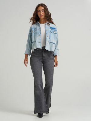 Women's Oversized Double Pocket Utility Overshirt in Soften Up