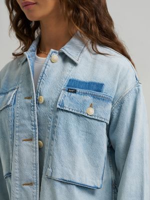 Women's Oversized Double Pocket Utility Overshirt in Soften Up