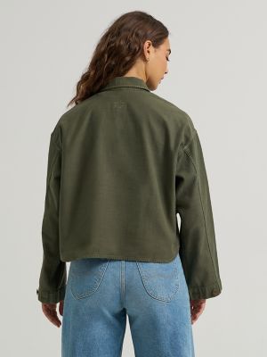 Women's Oversized Double Pocket Utility Overshirt in Oak Moss alternative view 3