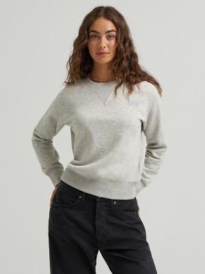 Women's Crew Neck Logo Sweatshirt in Washed Gray Heather main view