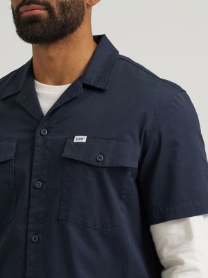 Men's Short Sleeve Relaxed Fit Button Down Workshirt in Rebel Navy