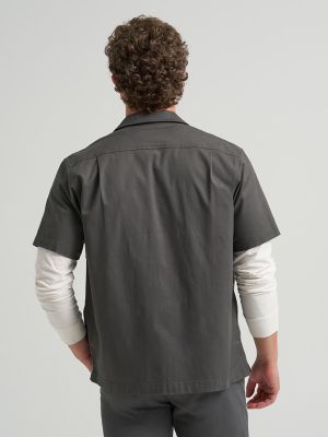 Men's Short Sleeve Relaxed Fit Button Down Workshirt in Static Gray alternative view