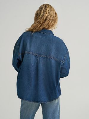 Women's Swing Back Denim Button Down Shirt in Night Adventure alternative view 3
