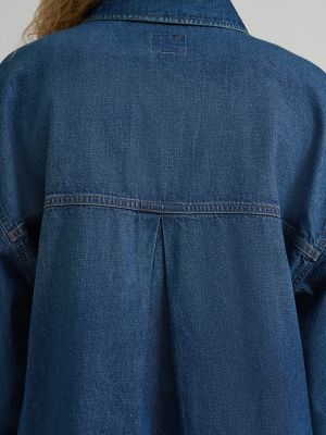 Women's Swing Back Denim Button Down Shirt in Night Adventure alternative view 5