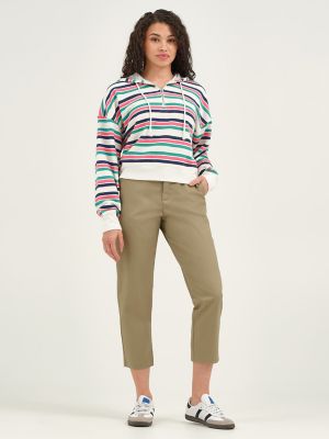 Women's Stripe Quarter Zip Sweatshirt in Lychee alternative view 3