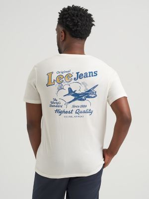 ★LEE★ Lee Kansas Surfing Graphic T-Shirt White LE2502ST35W Men's Highest Quality Graphic Tee