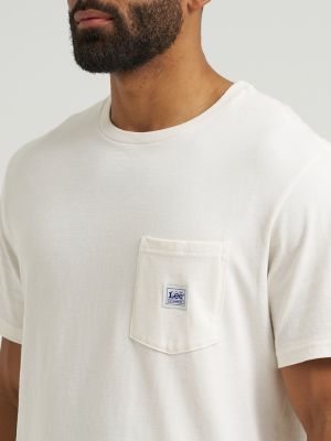 Men's Lightweight Workwear Pocket Tee in White alternative view 2