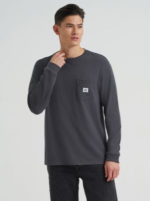 Men's Long Sleeve Workwear Pocket Tee in Static Grey alternative view