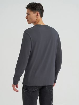 Men's Long Sleeve Workwear Pocket Tee in Static Grey alternative view 3