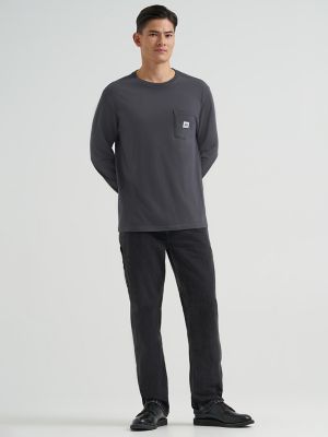 Men's Long Sleeve Workwear Pocket Tee in Static Grey alternative view 5
