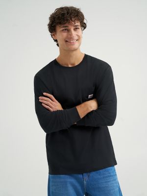 Men's Long Sleeve Workwear Pocket Tee in Black