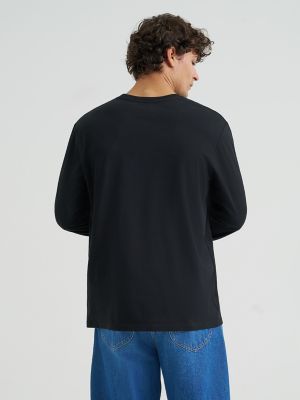 Men's Long Sleeve Workwear Pocket Tee in Black