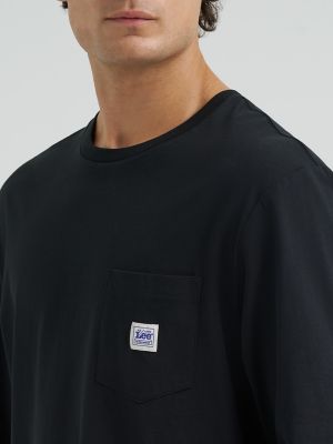 Men's Long Sleeve Workwear Pocket Tee in Black