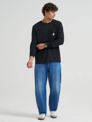 Men's Long Sleeve Workwear Pocket Tee in Black