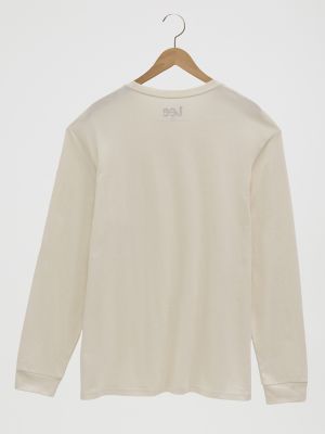 Men's Lightweight Long Sleeve Workwear Pocket Tee in White alternative view