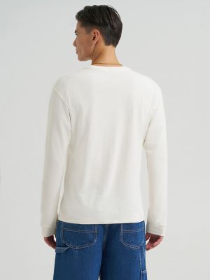 Men's Long Sleeve Workwear Pocket Tee in White