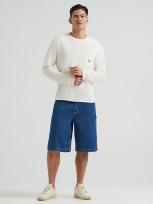 Men's Long Sleeve Workwear Pocket Tee in White