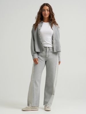 Women's 100% Cotton Low Slung Barrel Rider™ Jean in Dusk Gray main view