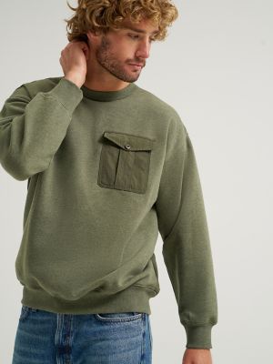 Men's Quilted Crew Sweatshirt in Oak Moss alternative view