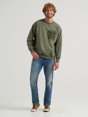 Men's Quilted Crew Sweatshirt in Oak Moss alternative view 2