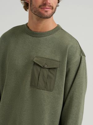 Men's Quilted Crew Sweatshirt in Oak Moss alternative view 4