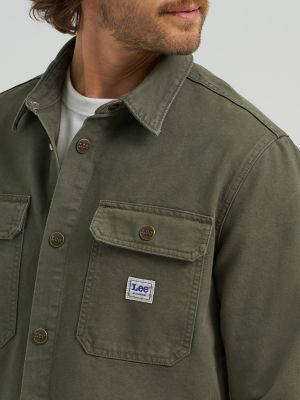Men's Relaxed Fit Workwear Overshirt in Oak Moss alternative view 3