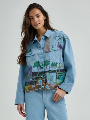 Women's Lee® x Ruohan Wang Rose Garden Print Denim Rider™ Jacket in Light Shade alternative view