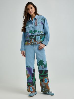 Women's Lee® x Ruohan Wang Rose Garden Print Denim Rider™ Jacket in Light Shade alternative view 2