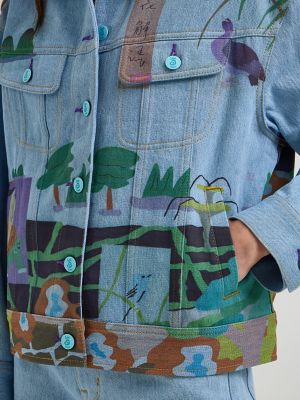 Women's Lee® x Ruohan Wang Rose Garden Print Denim Rider™ Jacket in Light Shade alternative view 4