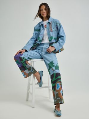 Women's Lee® x Ruohan Wang Rose Garden Print Wide Leg Jean in Light Shade alternative view