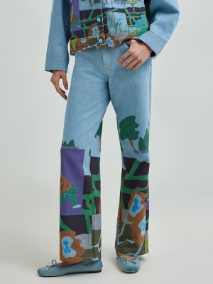 Women's Lee® x Ruohan Wang Rose Garden Print Wide Leg Jean in Light Shade alternative view 3