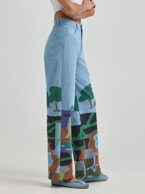 Women's Lee® x Ruohan Wang Rose Garden Print Wide Leg Jean in Light Shade alternative view 5
