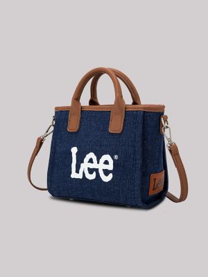 Women's Mini Printed Logo Tote in Dark Denim
