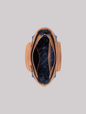 Women's Mini Printed Logo Tote in Dark Denim