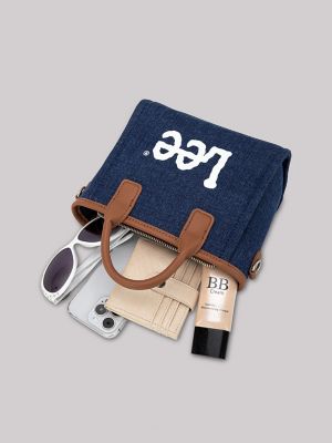 Women's Mini Printed Logo Tote in Dark Denim