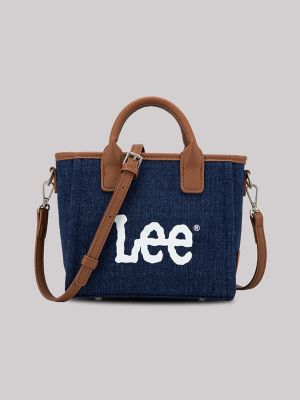 Women's Mini Printed Logo Tote in Dark Denim