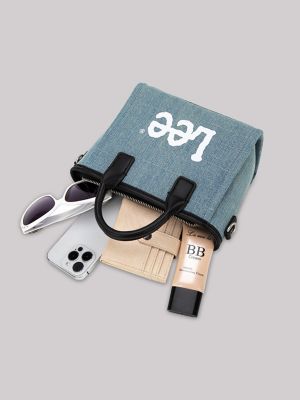 Womens Mini Printed Logo Tote:Light Denim:ONE SIZE alternative view 4